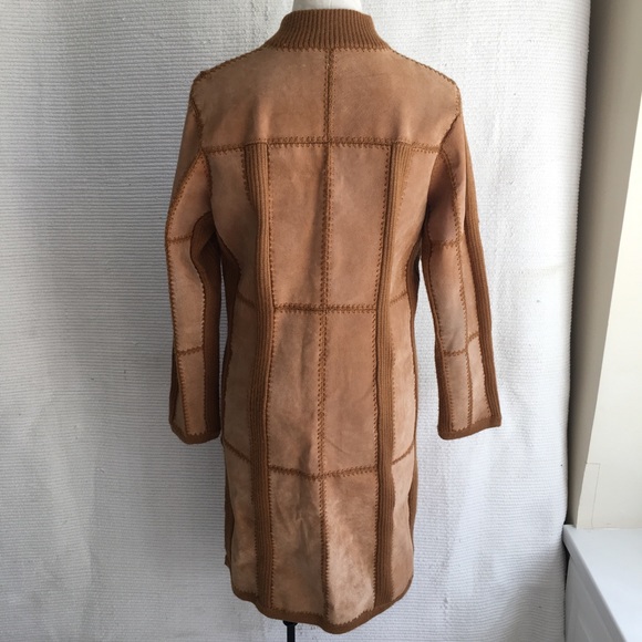 Vintage Suede Leather Knit Patchwork Duster Coat - Picture 4 of 8